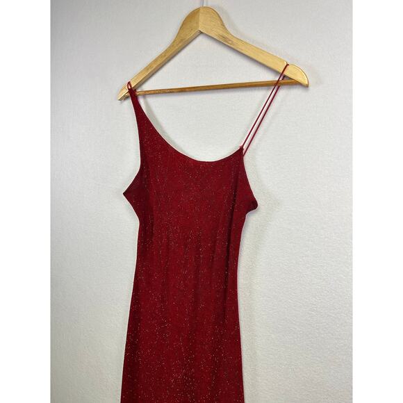 Bryer Too Vintage Y2K Red Glitter One-Shoulder Maxi Formal Event Dress Small - Picture 5 of 11